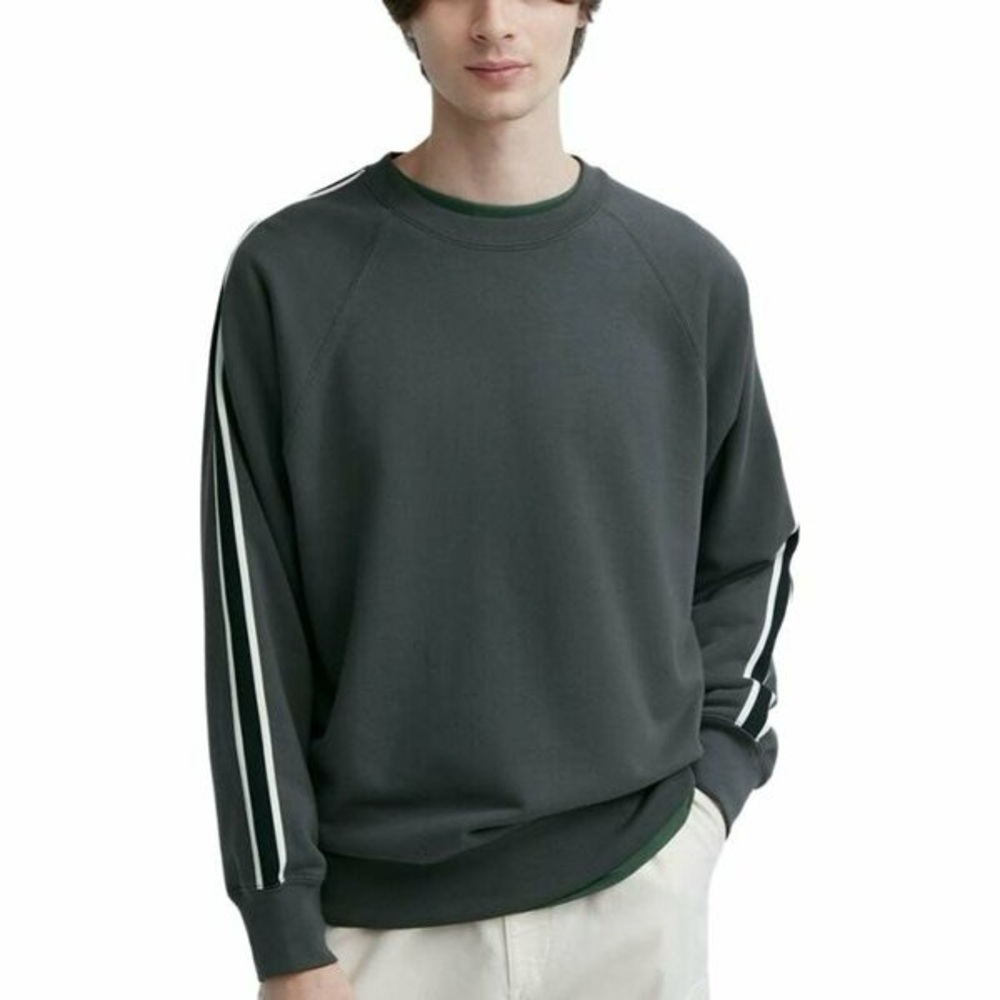 Side-Stripe Long-Sleeve Sweatshirt Dark Gray Men Size XS Never Worn
